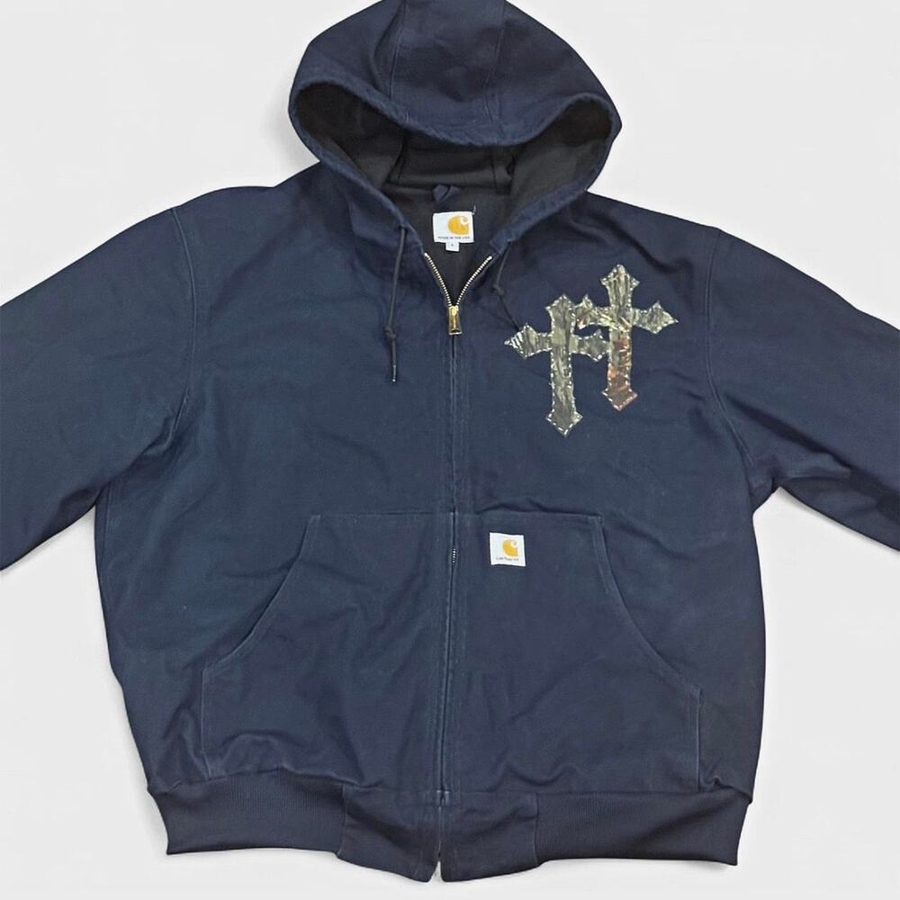 Navy carhartt zip up jacket